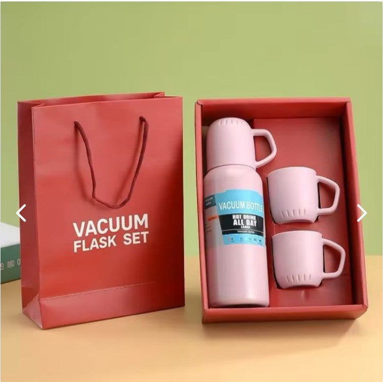 Set Termo Y Tres Tazas De Acero Inoxi