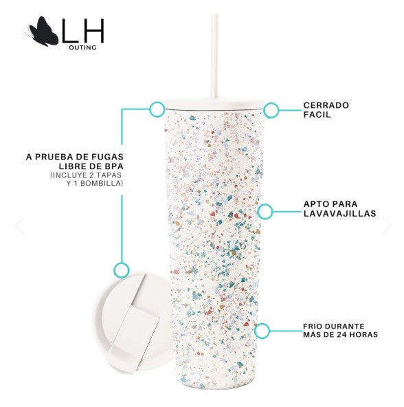 Vaso Térmico 700ml + 2 Tapas Confeti